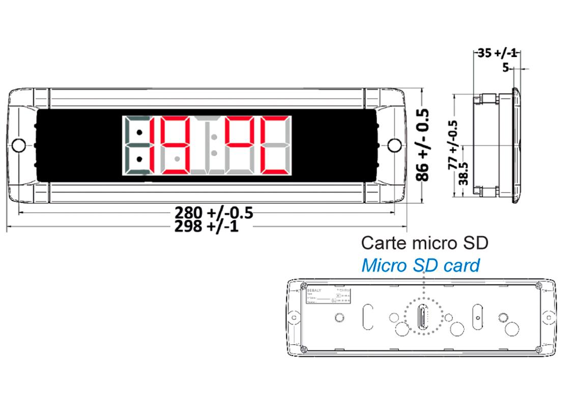 Boitier horloge LED personnalisable à encastrer pour bus/car